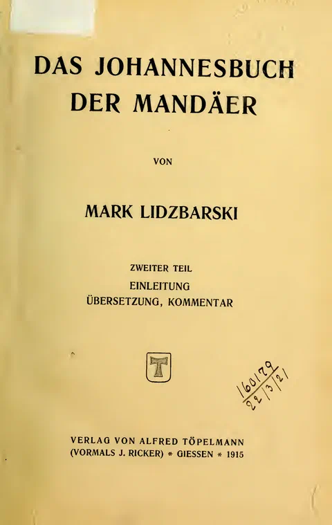 Das Johannesbuch der Mandäer
