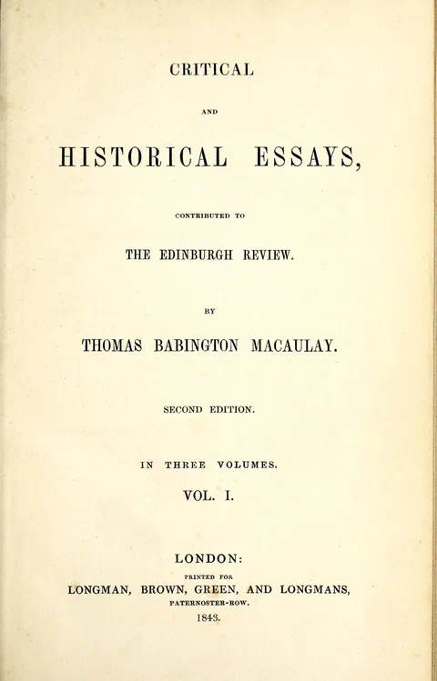 Critical and Historical Essays