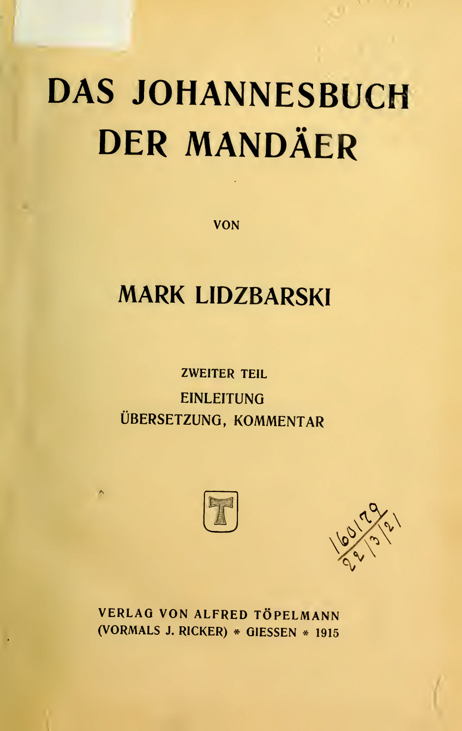 Das Johannesbuch der Mandäer